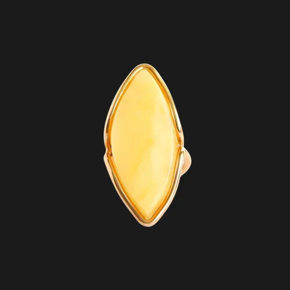 Baltic Butterscotch Amber 14k Gold Plated Adjustable Ring Handmade - Picture 2 of 6